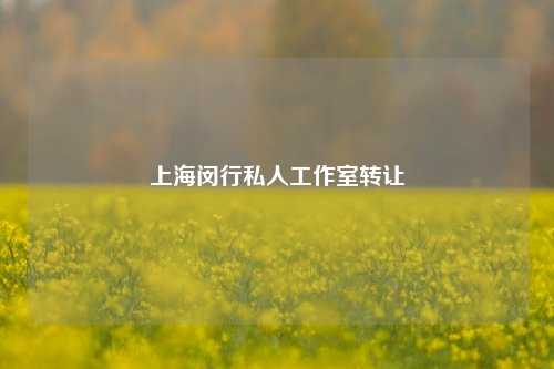上海闵行私人工作室转让