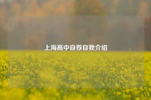 上海高中自荐自我介绍